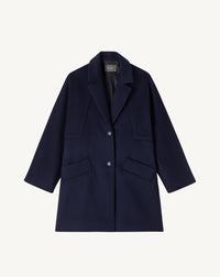RECO595Manteau Oversize Double Face Découpes Géométriques - Marine
