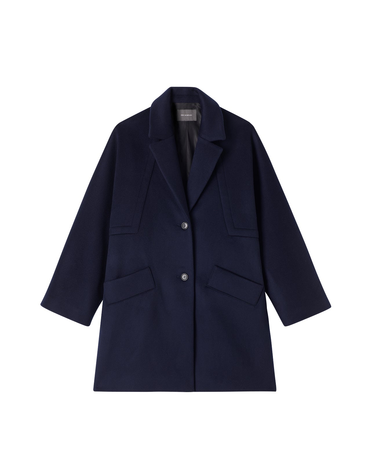 RECO595Manteau Oversize Double Face Découpes Géométriques - Marine