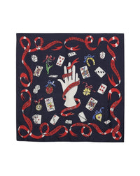Game printed silk square - Navy