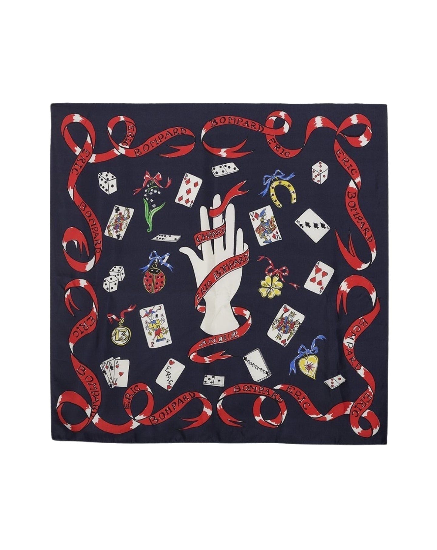 Game printed silk square - Navy