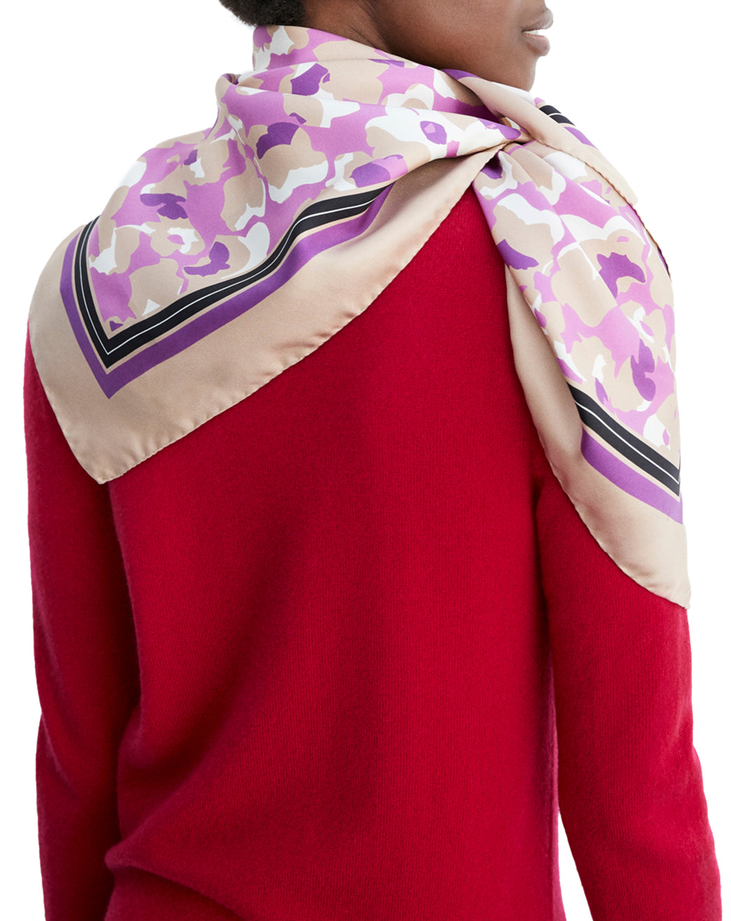 Silk square with abstract flower print - Clématite