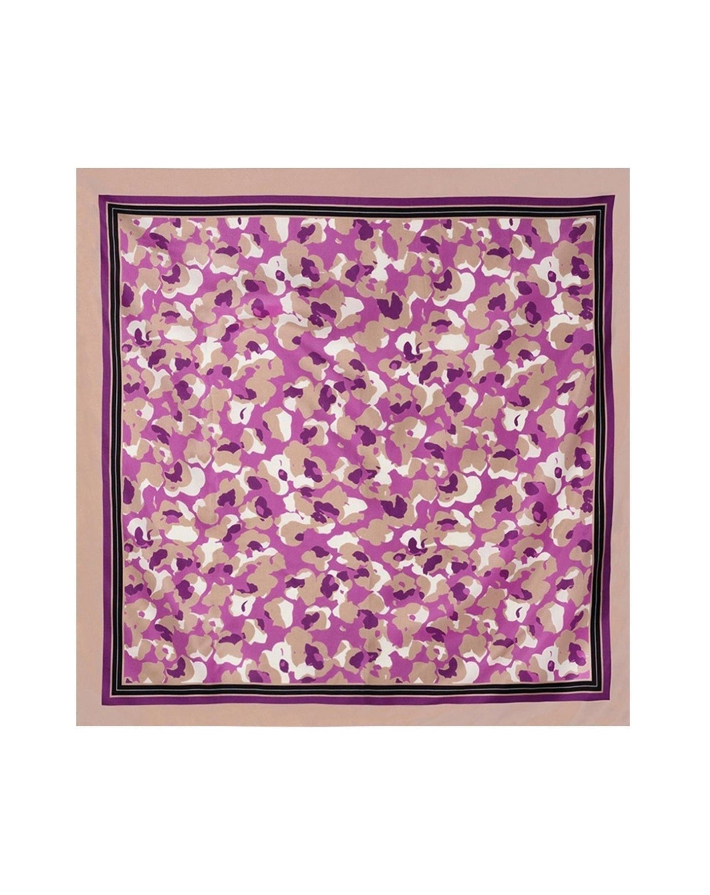 Silk square with abstract flower print - Clématite