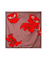 Petunia print silk square - Lipstick