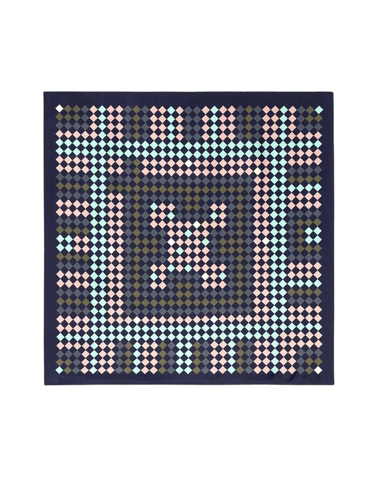 Diamond-print silk square - Navy