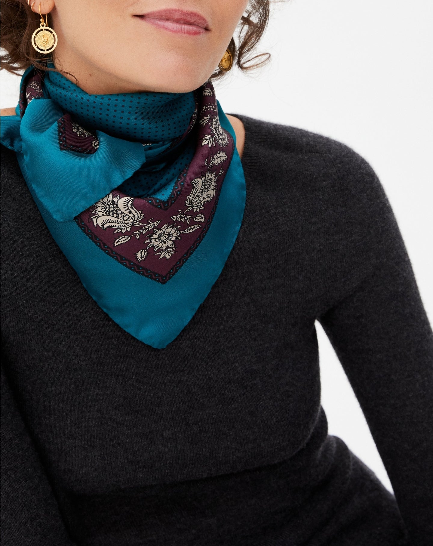 Mini andes silk printed square - Yucca
