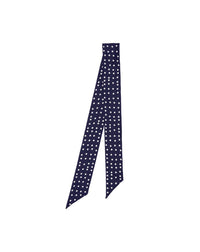 Silk polka dot print lavaliere - Navy