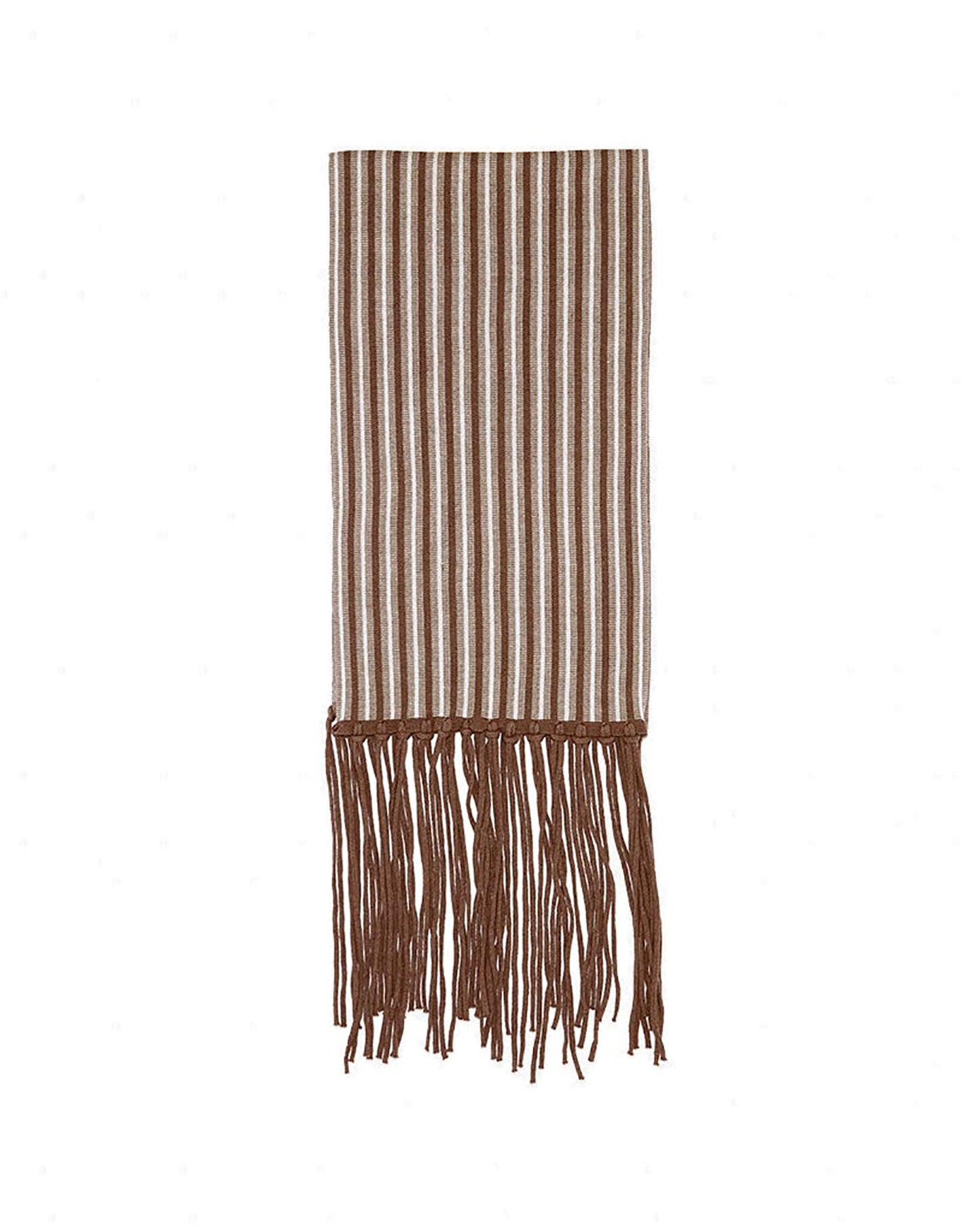 Striped cashmere fringed scarf - Hemp & Cinnamon