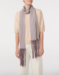 Striped cashmere fringed scarf - Hemp & Cinnamon