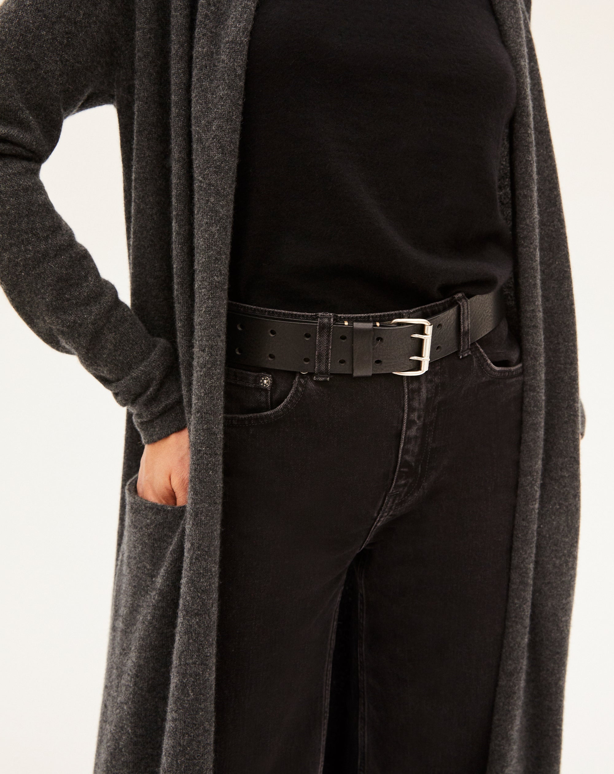 Military leather belt - Black