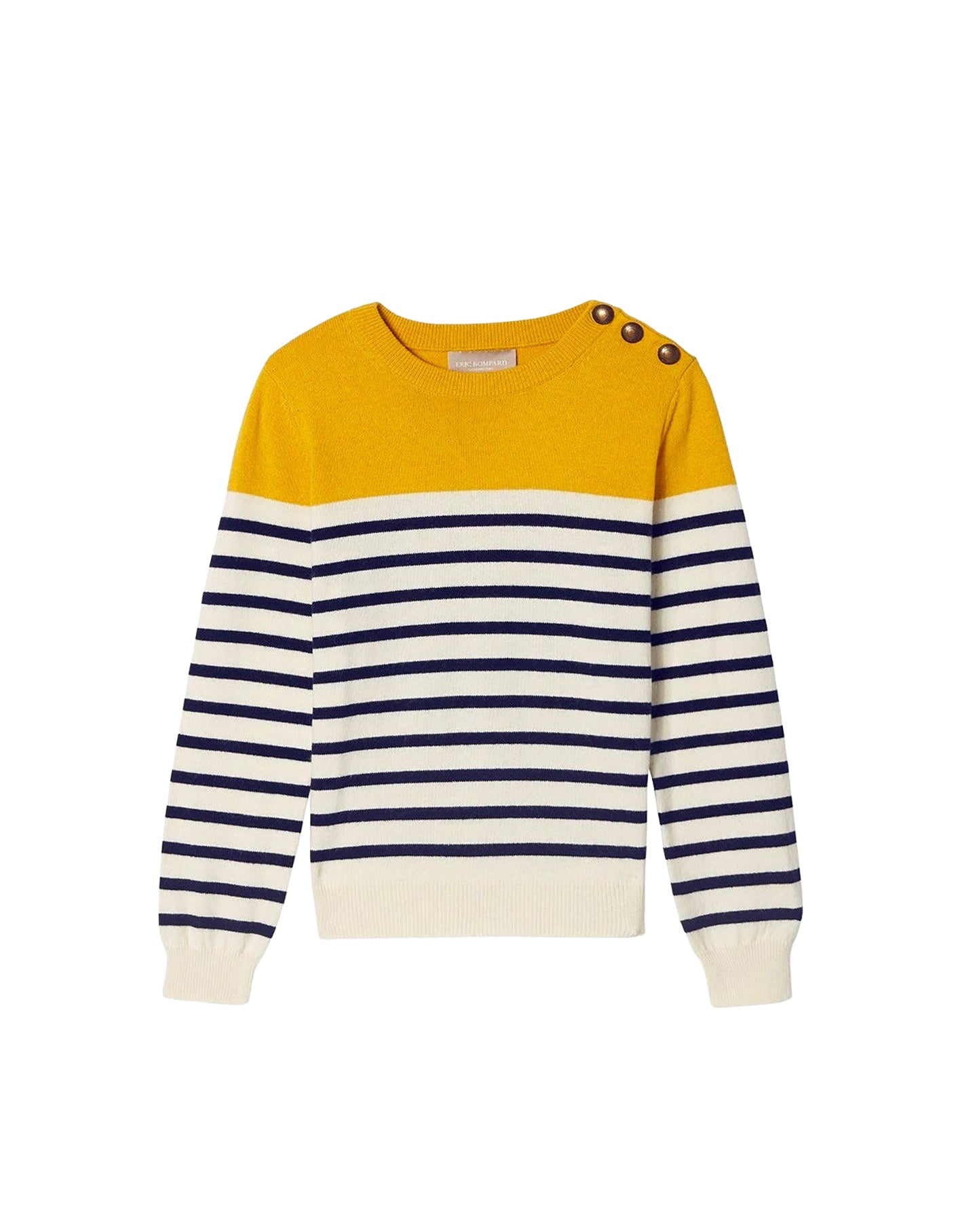 Pull col rond marinière en cachemire mélangé -  Galileo, Naturel & Marine