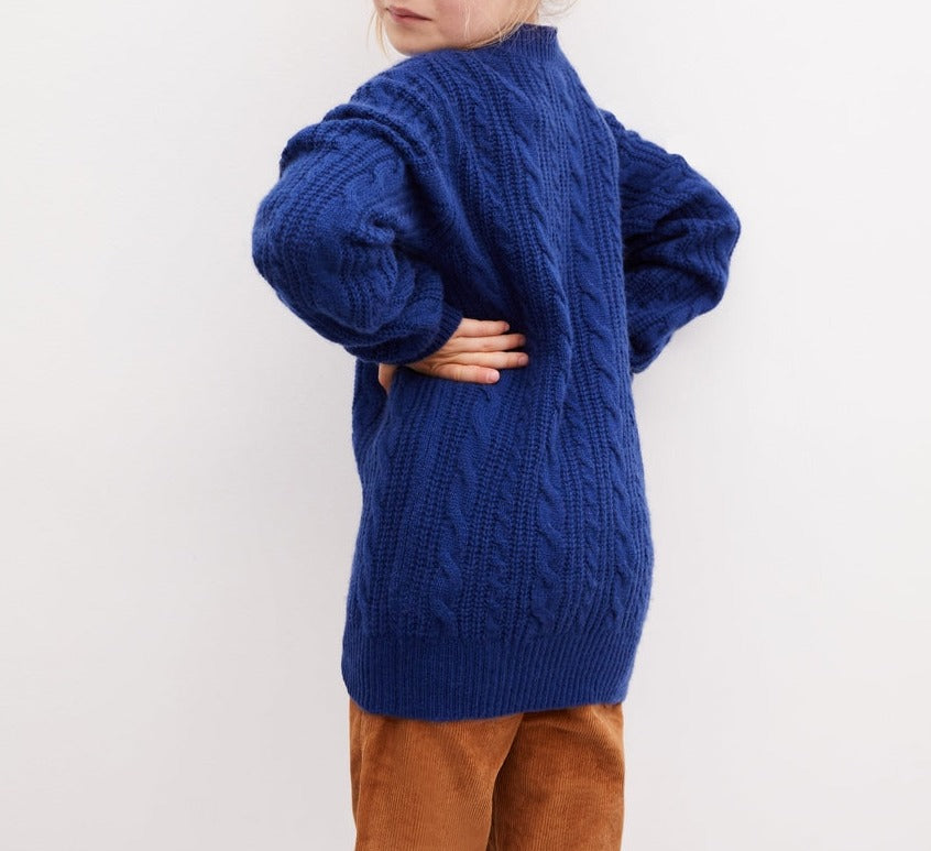 Pull ras de cou à torsades en cachemire - Royal