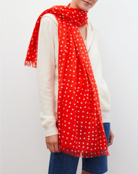 Cashmere polka dot print scarf - Fire