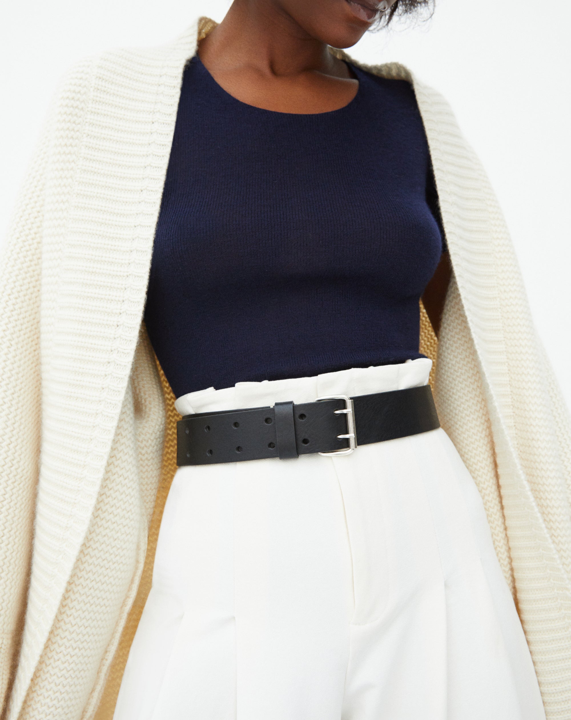 Military leather belt - Black