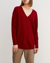 Oversized cashmere V jumper - Guarana Red