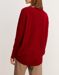 Oversized cashmere V jumper - Guarana Red