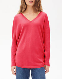 Oversized cashmere V-neck jumper - Rouge Girofle
