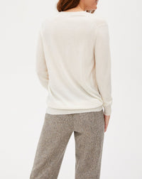 Ultra-fine cashmere oversized V-neck jumper - Natural
