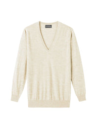 Ultra-fine cashmere oversized V-neck jumper - Natural