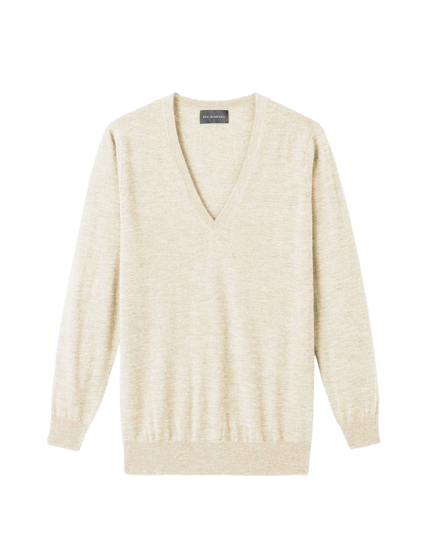 Ultra-fine cashmere oversized V-neck jumper - Natural