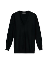 Ultra-fine cashmere oversized V-neck jumper - Black