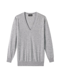 Ultra-fine cashmere oversized V-neck jumper - Givre