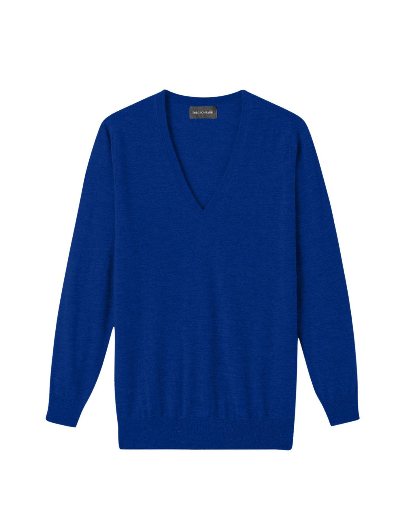 Ultra-fine cashmere oversized V-neck jumper - Electric Blue