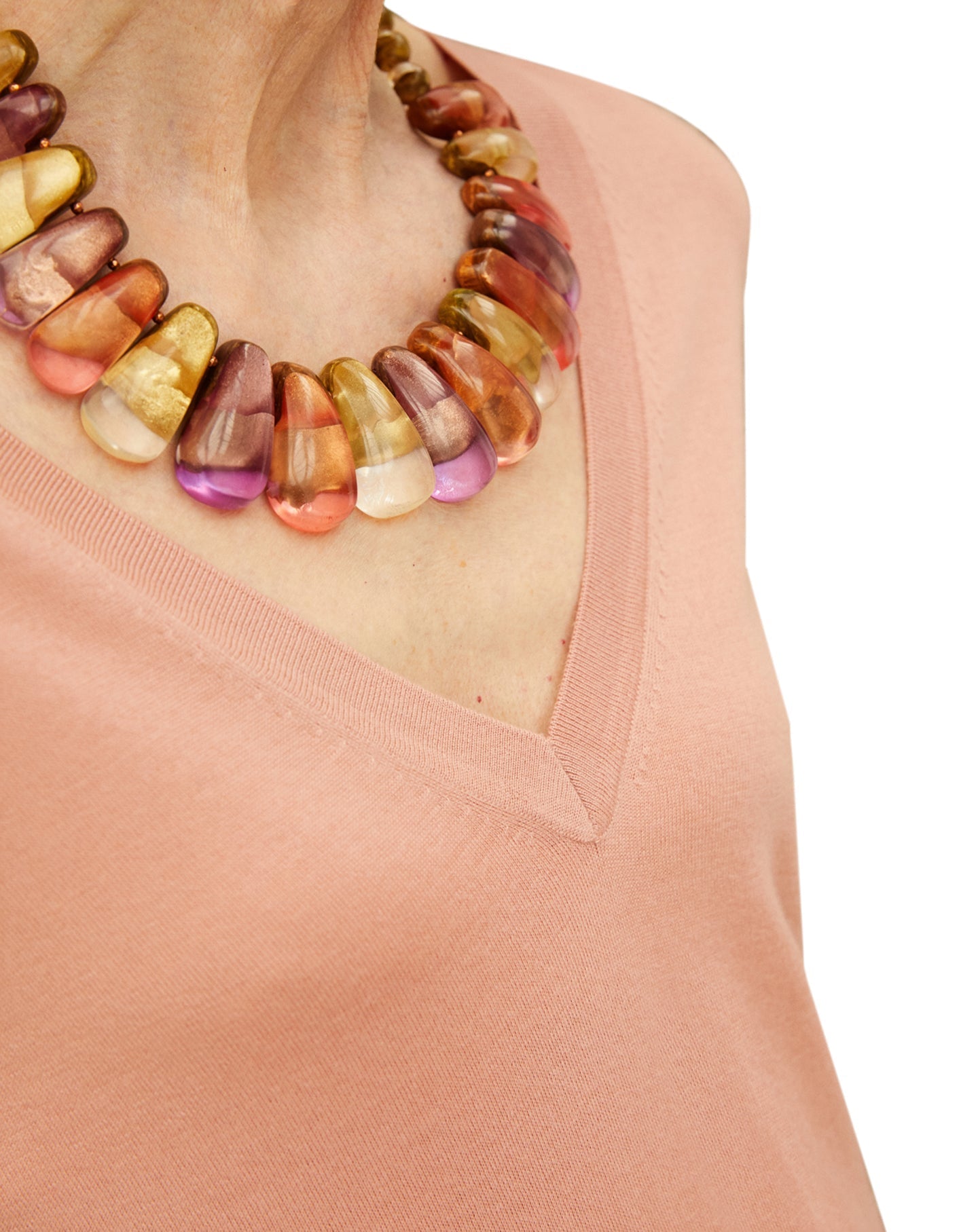 Ultra-fine cashmere oversized V-neck jumper - Blush