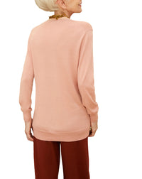 Ultra-fine cashmere oversized V-neck jumper - Blush