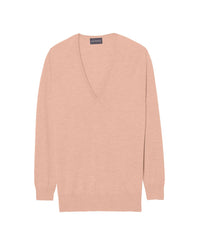 Ultra-fine cashmere oversized V-neck jumper - Blush