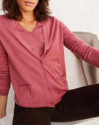 Ultra-thin cardigan with cashmere pockets - Bois de Rose