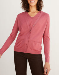 Ultra-thin cardigan with cashmere pockets - Bois de Rose