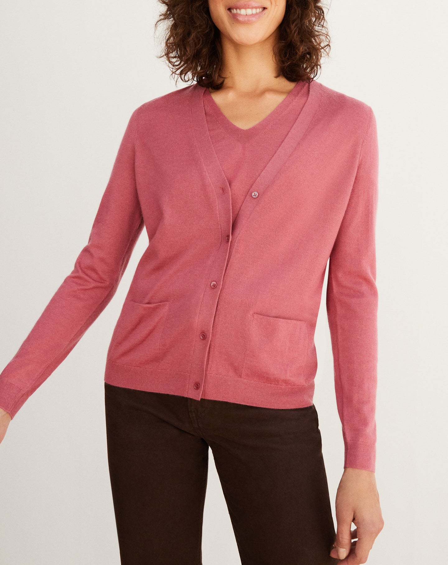 Ultra-thin cardigan with cashmere pockets - Bois de Rose