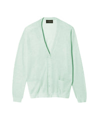 Ultra-thin cashmere cardigan with pockets - Vert d'Eau