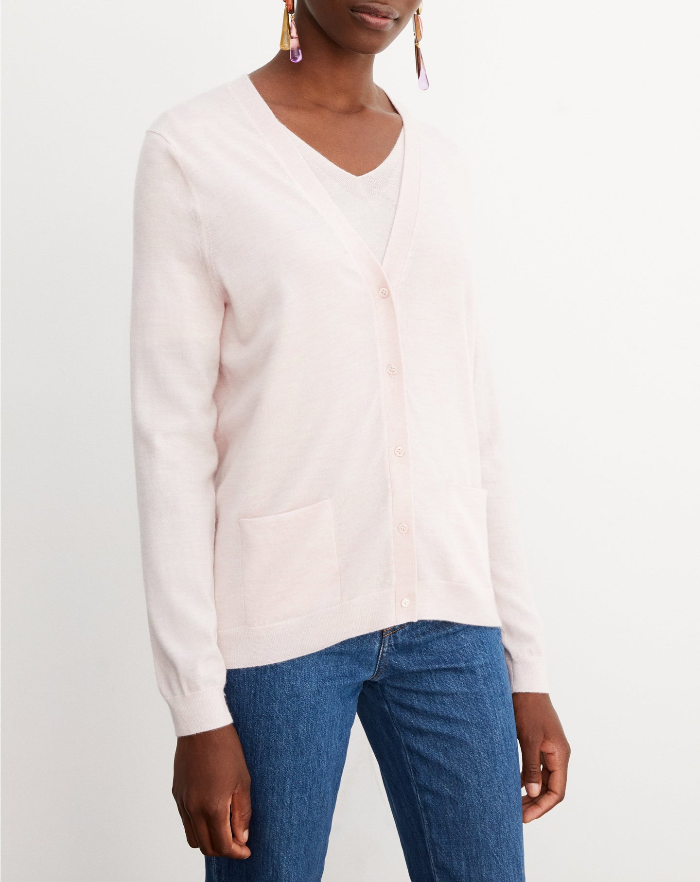 Cardigan ultrafin à poches en cachemire - Aubepine chiné