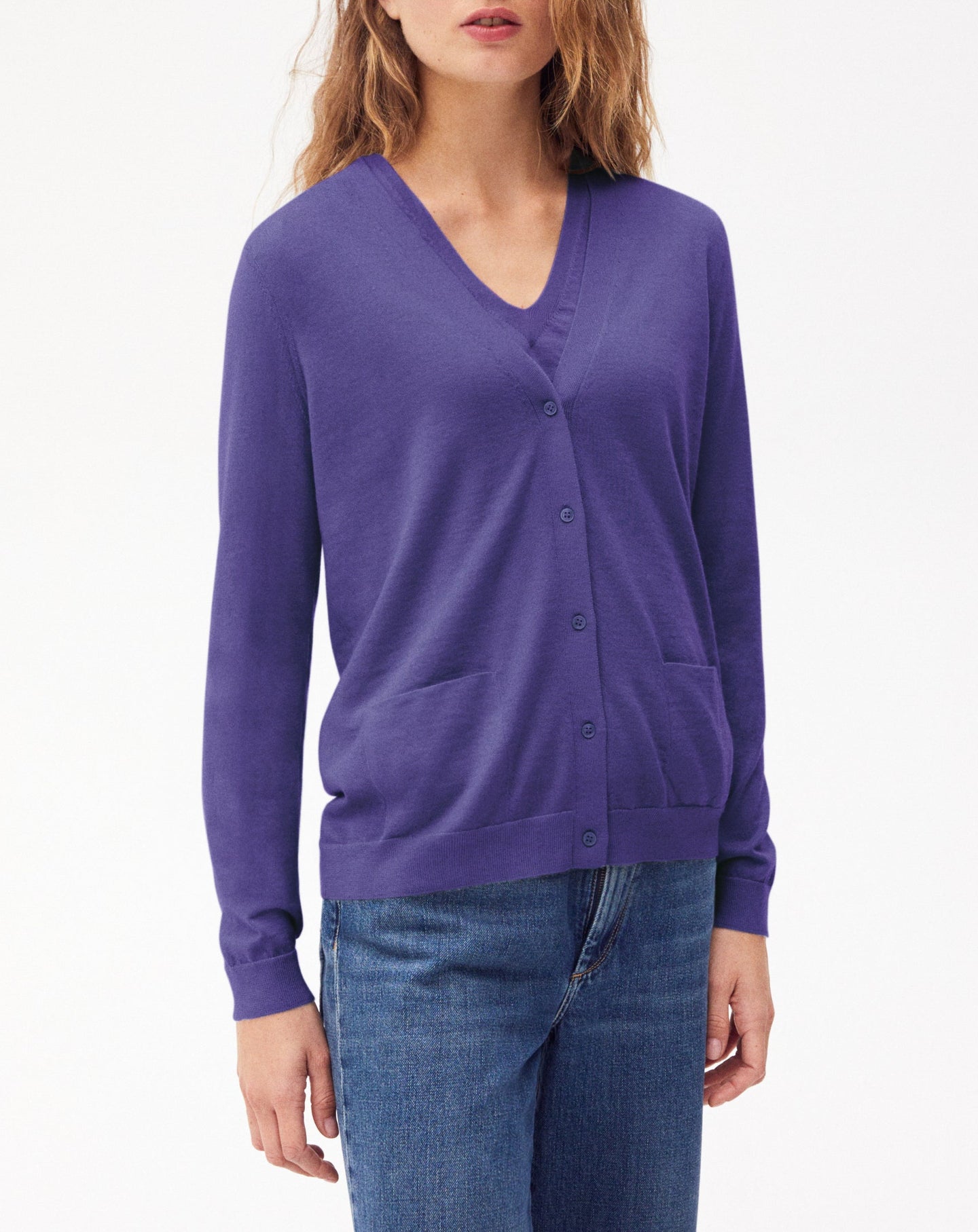 Ultra-fine cashmere cardigan - Denim