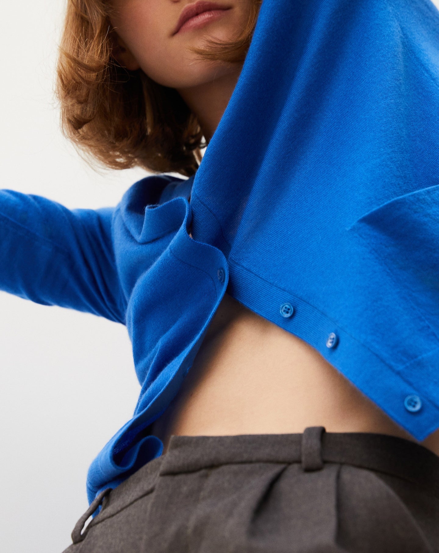 Ultra-thin cardigan with cashmere pockets - Cobalt
