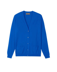 Ultra-thin cardigan with cashmere pockets - Cobalt