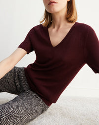 RECO70Pull V Manches Courtes Ultrafin Contemporain - Azuki