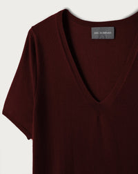 Pull V Manches Courtes Ultrafin Contemporain - Azuki