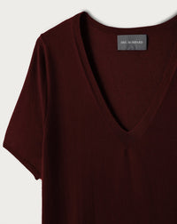 RECO70Pull V Manches Courtes Ultrafin Contemporain - Azuki