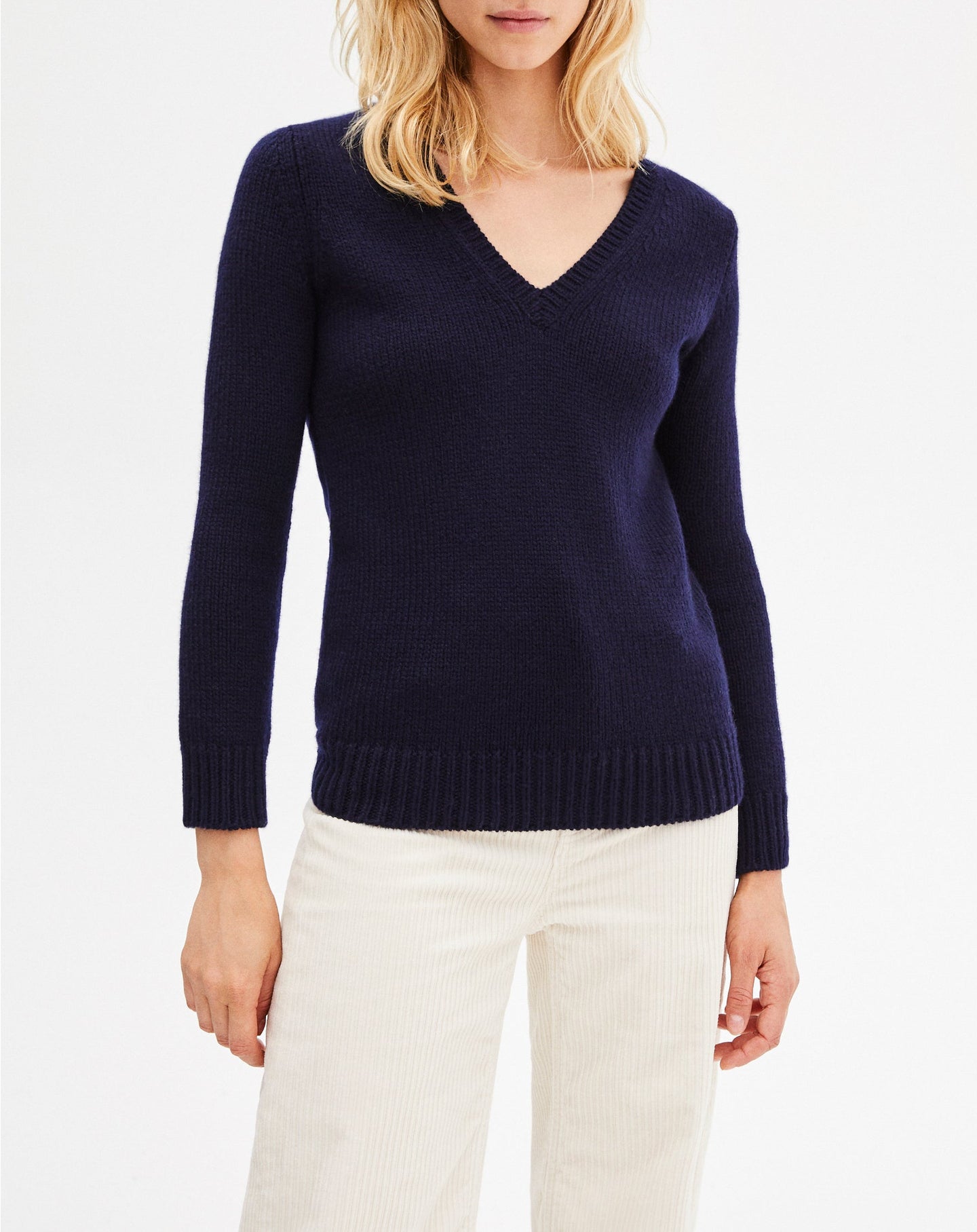 Cashmere V jumper - Navy