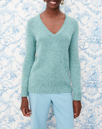 Cashmere V jumper - Horizon & Menthe Glacée