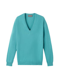 Classic cashmere V jumper - Persian Blue