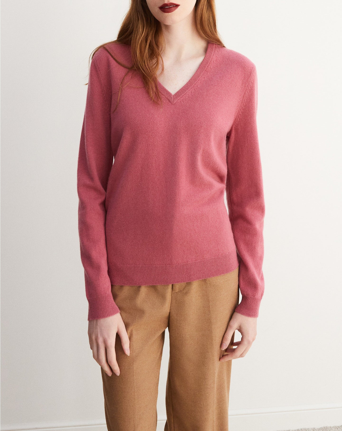 Classic cashmere V jumper - Bois de Rose