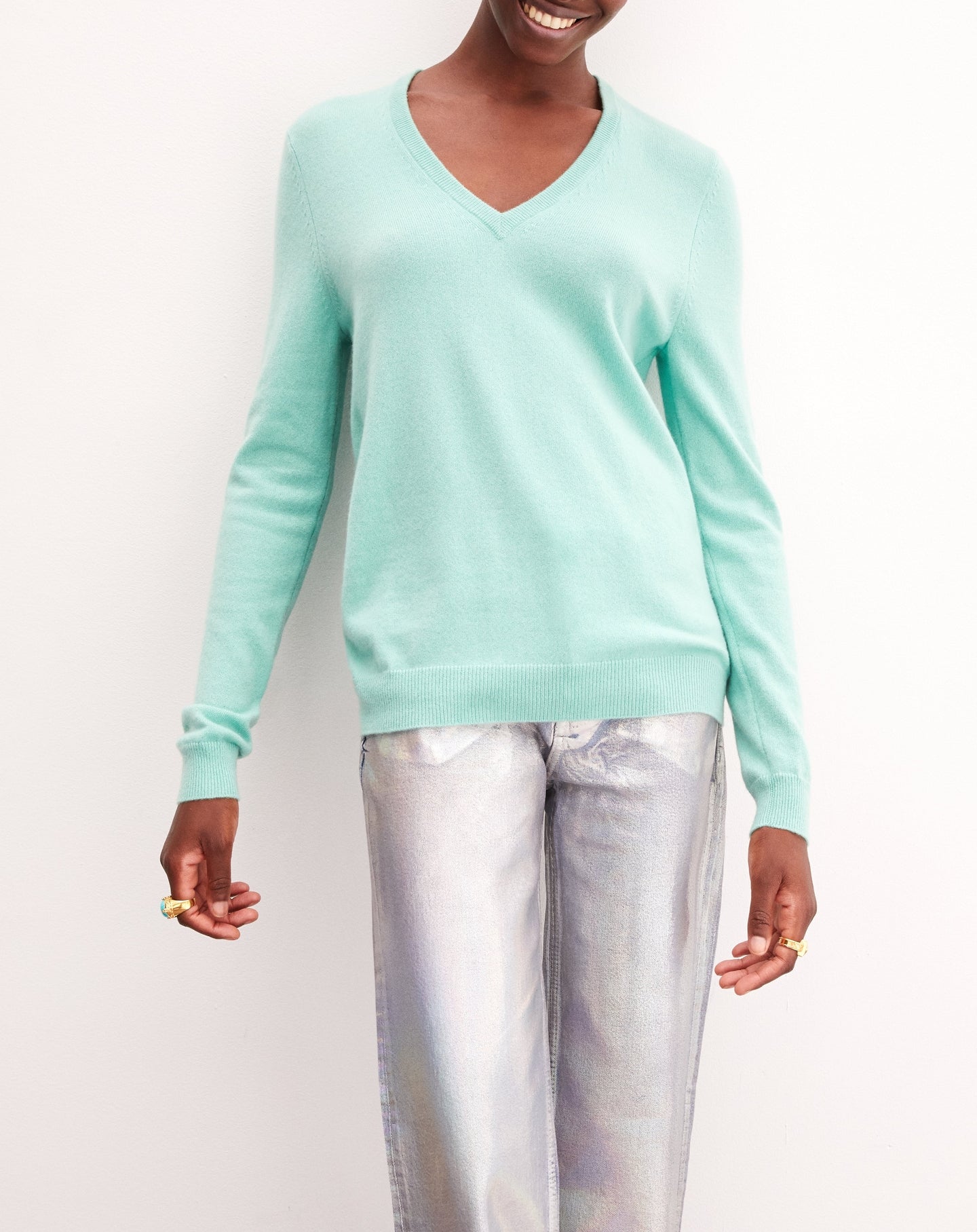 Classic cashmere jumper - Menthe Glacée