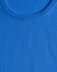 Pull col rond manches courtes en cachemire -  Bleu De France