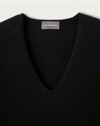 Pull V Cintré Lignes Pointelle - Noir
