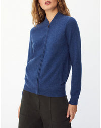 Cashmere zip bomber - Sepia