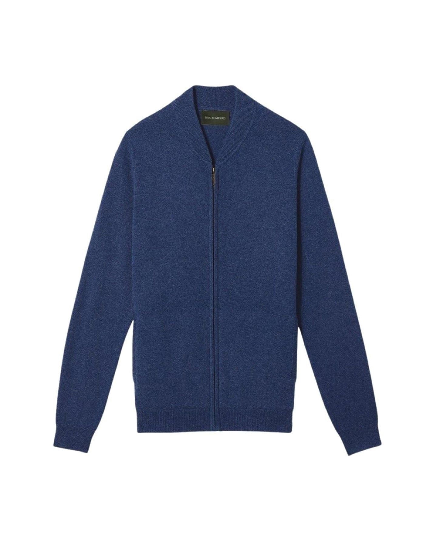Cashmere zip bomber - Indigo