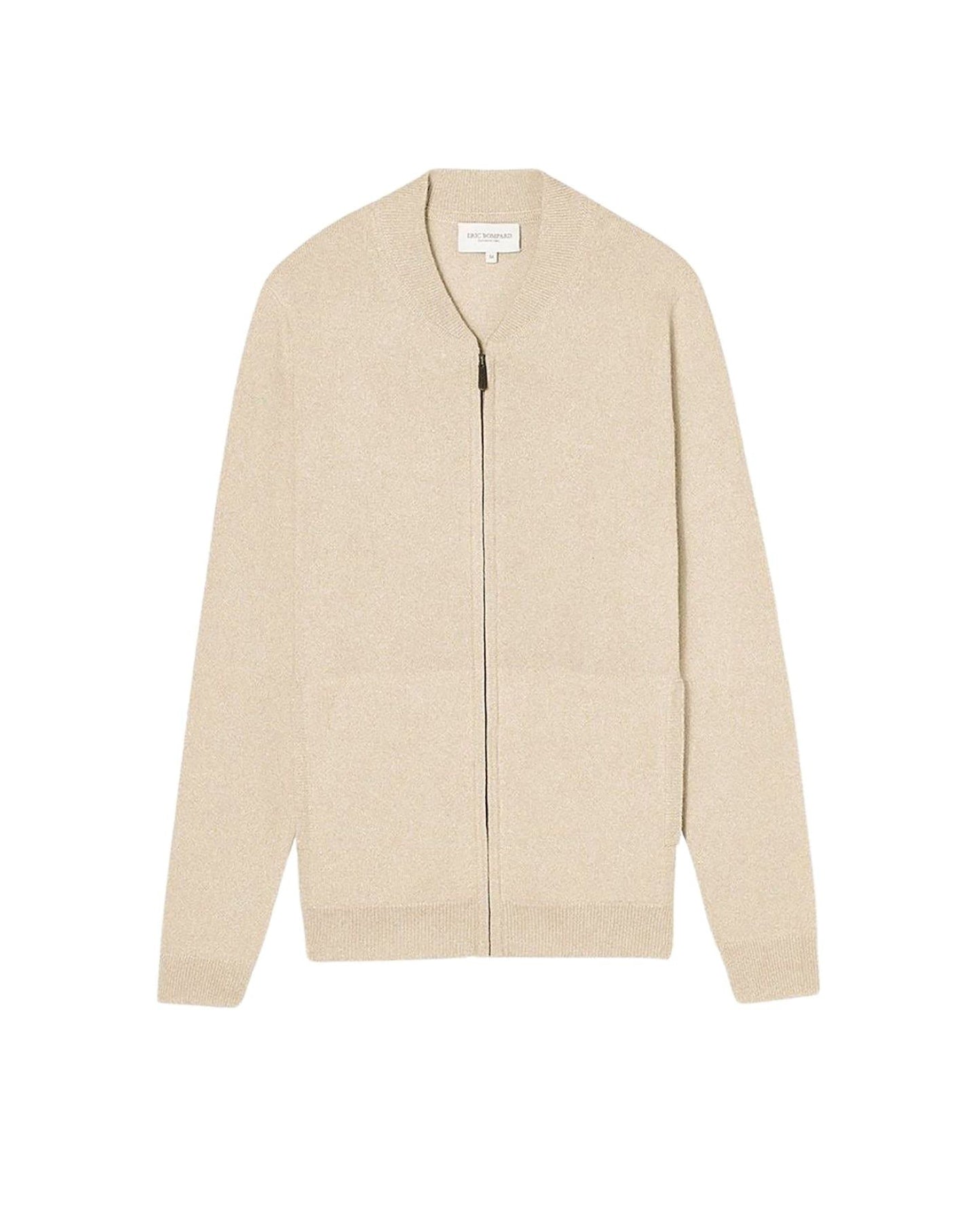 Cashmere zip bomber - Sepia